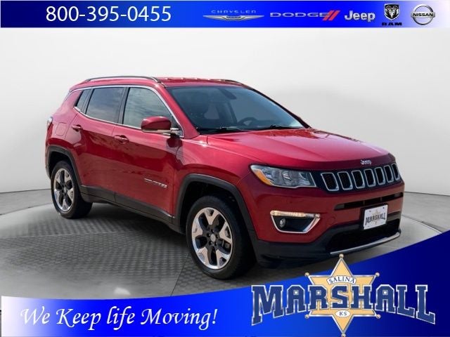 2019 Jeep Compass Limited in Redline Pearlcoat — front three-quarter view