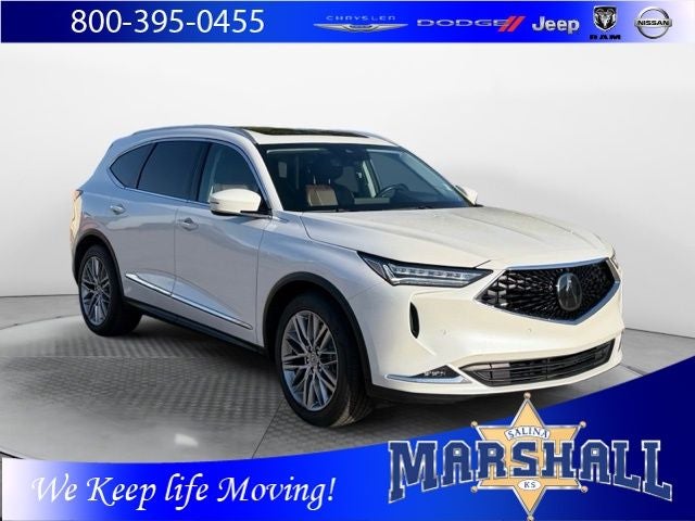 2023 Acura MDX Advance SH-AWD in White — front three-quarter view