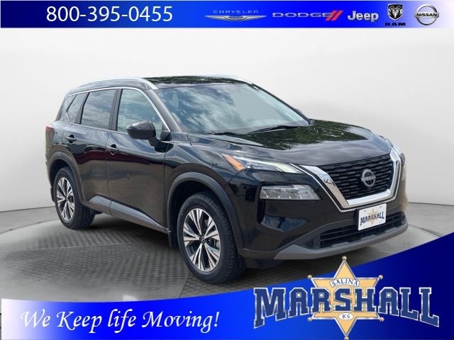 2023 Nissan Rogue SV in Super Black — front three-quarter view