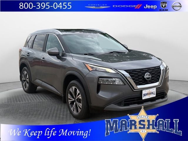 2023 Nissan Rogue SV in Gun Metallic — front three-quarter view