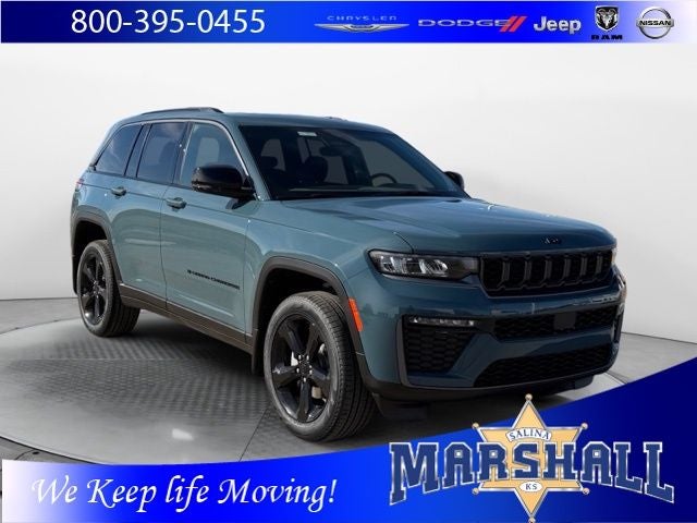 2026 Jeep Grand Cherokee GRAND CHEROKEE LIMITED 4X4 in Steel Blue Exterior Paint — front three-quarter view