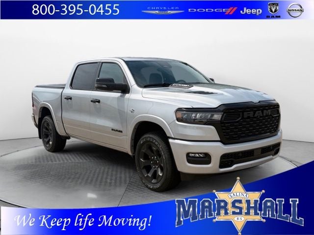 2026 RAM 1500 RAM 1500 BIG HORN CREW CAB 4X4 5'7' BOX in Silver Zynith Exterior Paint — front three-quarter view