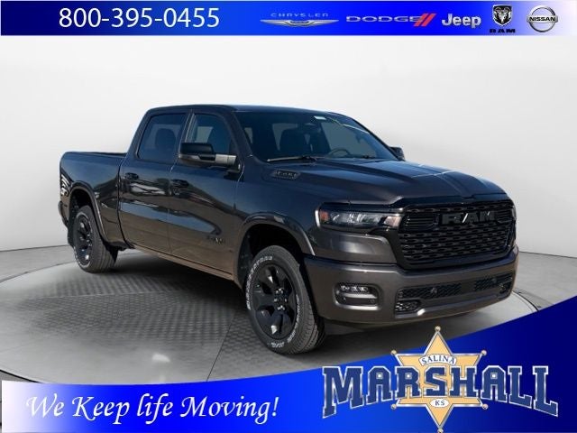2026 RAM 1500 RAM 1500 BIG HORN CREW CAB 4X4 6'4' BOX in Granite Crystal Metallic Clear-Coat Exterior Paint — front three-quarter view