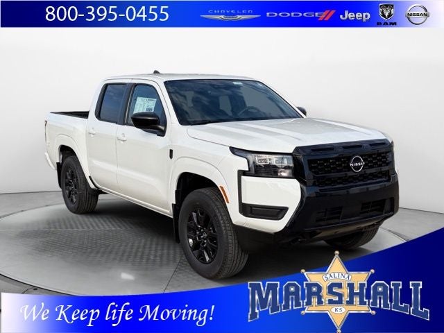 2026 Nissan Frontier SV in Glacier White — front three-quarter view