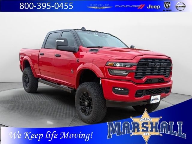 2026 RAM 3500 RAM 3500 BIG HORN CREW CAB 4X4 6'4' BOX in Flame Red Clear-Coat Exterior Paint — front three-quarter view