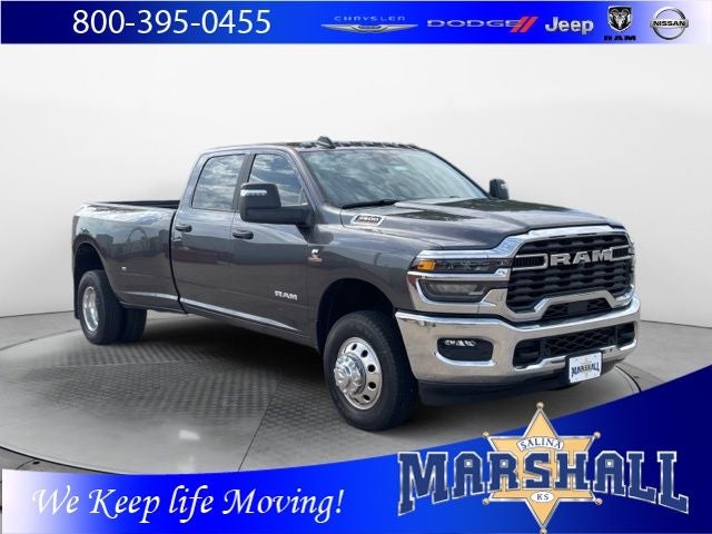 2026 RAM 3500 RAM 3500 LONE STAR CREW CAB 4X4 8' BOX in Granite Crystal Metallic Clear-Coat Exterior Paint — front three-quarter view
