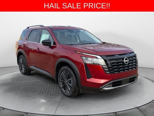 2026 Nissan Pathfinder SL in Scarlet Ember Tintcoat — front three-quarter view